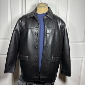 Men's Organic Black Leather Jacket Made in Italy size Xl